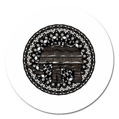 Ornate Mandala Elephant  Magnet 5  (round) by Valentinaart