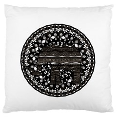 Ornate Mandala Elephant  Large Flano Cushion Case (one Side) by Valentinaart