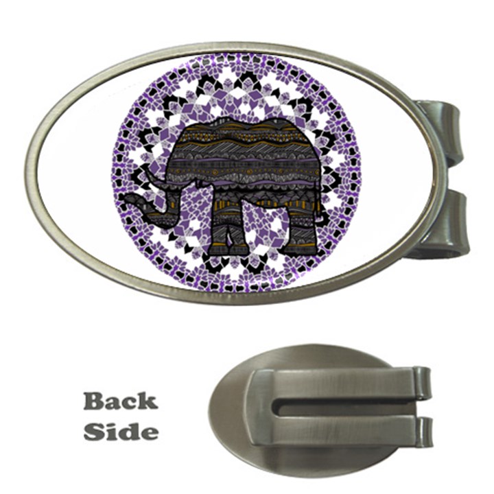 Ornate mandala elephant  Money Clips (Oval) 