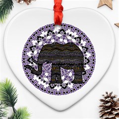 Ornate Mandala Elephant  Heart Ornament (two Sides) by Valentinaart