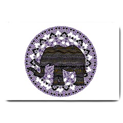 Ornate Mandala Elephant  Large Doormat  by Valentinaart