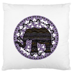 Ornate Mandala Elephant  Large Flano Cushion Case (one Side) by Valentinaart