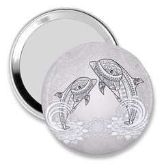 Beautiful Dolphin, Mandala Design 3  Handbag Mirrors by FantasyWorld7