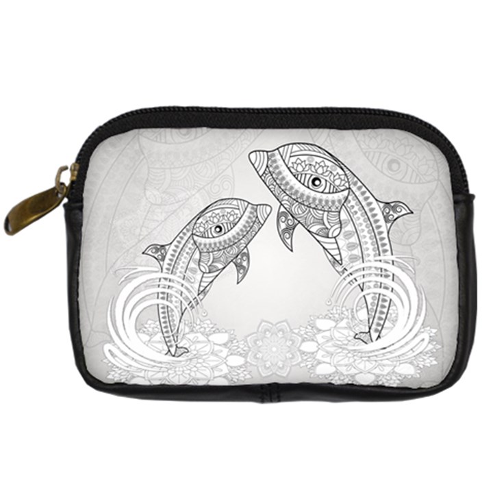 Beautiful Dolphin, Mandala Design Digital Camera Cases