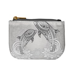 Beautiful Dolphin, Mandala Design Mini Coin Purses by FantasyWorld7