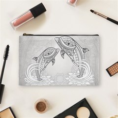 Beautiful Dolphin, Mandala Design Cosmetic Bag (medium)  by FantasyWorld7