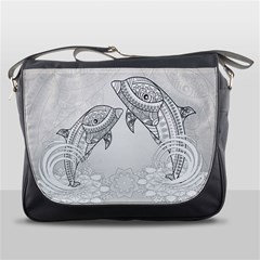 Beautiful Dolphin, Mandala Design Messenger Bags by FantasyWorld7