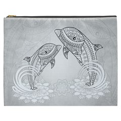 Beautiful Dolphin, Mandala Design Cosmetic Bag (xxxl)  by FantasyWorld7