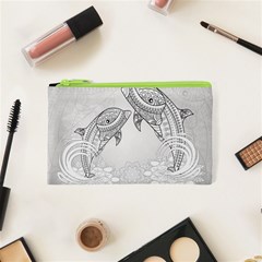 Beautiful Dolphin, Mandala Design Cosmetic Bag (xs) by FantasyWorld7