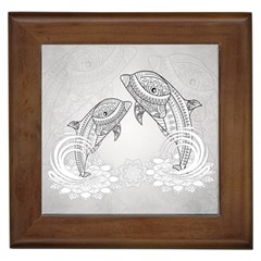 Beautiful Dolphin, Mandala Design Framed Tiles by FantasyWorld7