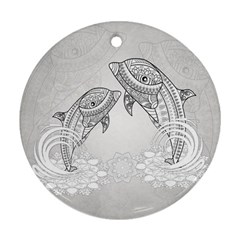 Beautiful Dolphin, Mandala Design Ornament (round)