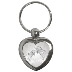 Beautiful Dolphin, Mandala Design Key Chains (heart)  by FantasyWorld7