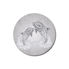 Beautiful Dolphin, Mandala Design Rubber Coaster (round)  by FantasyWorld7