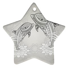 Beautiful Dolphin, Mandala Design Star Ornament (two Sides) by FantasyWorld7