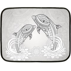 Beautiful Dolphin, Mandala Design Double Sided Fleece Blanket (mini)  by FantasyWorld7