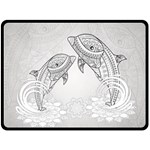 Beautiful Dolphin, Mandala Design Fleece Blanket (Large)  80 x60  Blanket Front