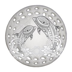 Beautiful Dolphin, Mandala Design Ornament (round Filigree) by FantasyWorld7