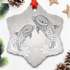 Beautiful Dolphin, Mandala Design Ornament (snowflake) by FantasyWorld7