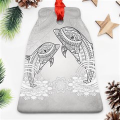 Beautiful Dolphin, Mandala Design Bell Ornament (two Sides) by FantasyWorld7