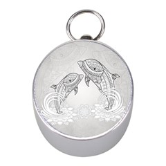 Beautiful Dolphin, Mandala Design Mini Silver Compasses by FantasyWorld7