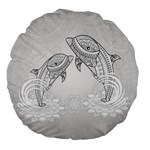 Beautiful Dolphin, Mandala Design Large 18  Premium Flano Round Cushions Front