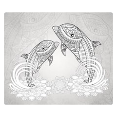 Beautiful Dolphin, Mandala Design Double Sided Flano Blanket (small)  by FantasyWorld7