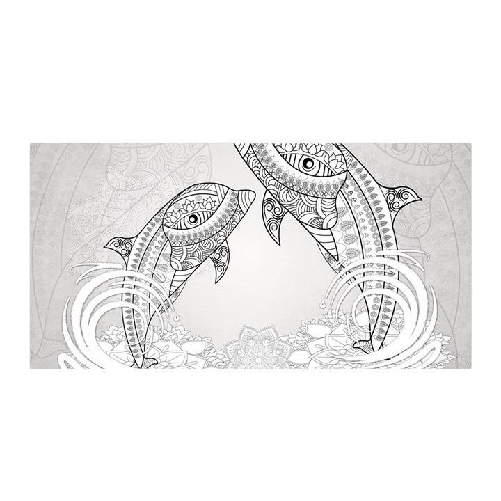 Beautiful Dolphin, Mandala Design Satin Wrap