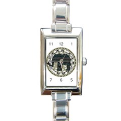 Ornate Mandala Elephant  Rectangle Italian Charm Watch by Valentinaart