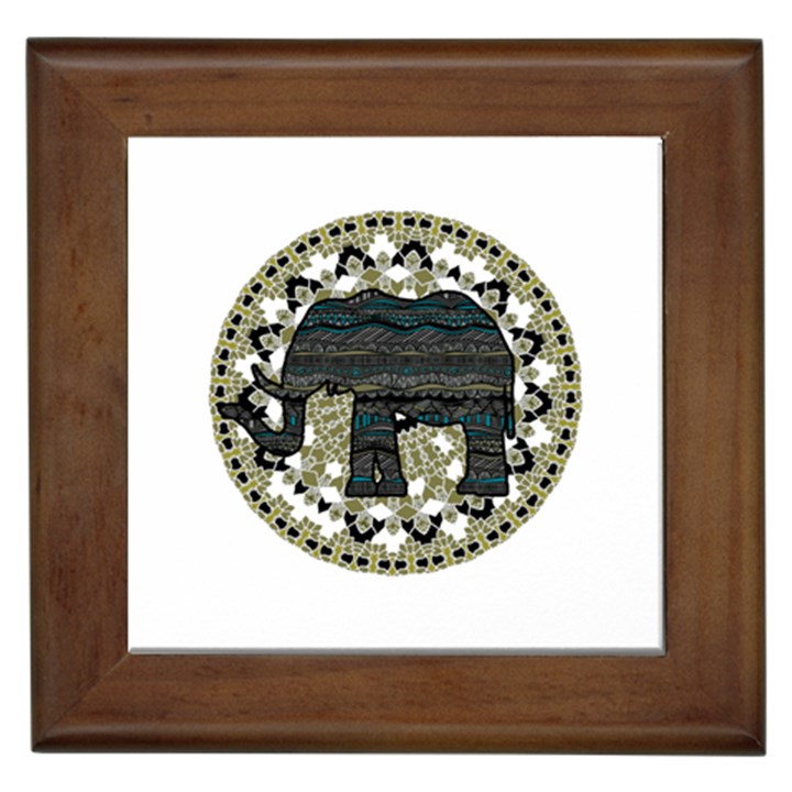 Ornate mandala elephant  Framed Tiles