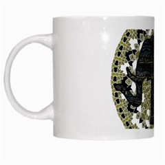 Ornate Mandala Elephant  White Mugs by Valentinaart