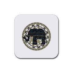 Ornate Mandala Elephant  Rubber Coaster (square)  by Valentinaart