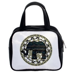 Ornate Mandala Elephant  Classic Handbags (2 Sides) by Valentinaart