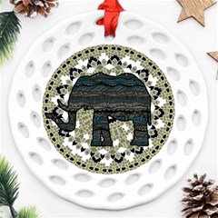 Ornate Mandala Elephant  Ornament (round Filigree) by Valentinaart