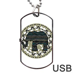 Ornate Mandala Elephant  Dog Tag Usb Flash (two Sides) by Valentinaart