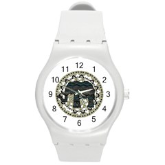 Ornate Mandala Elephant  Round Plastic Sport Watch (m) by Valentinaart