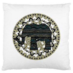 Ornate Mandala Elephant  Large Cushion Case (one Side) by Valentinaart