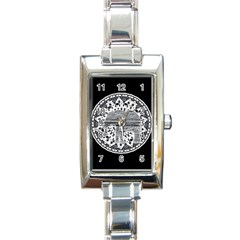 Ornate Mandala Elephant  Rectangle Italian Charm Watch by Valentinaart