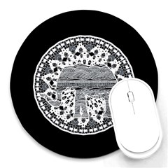 Ornate Mandala Elephant  Round Mousepads by Valentinaart