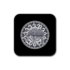 Ornate Mandala Elephant  Rubber Coaster (square)  by Valentinaart