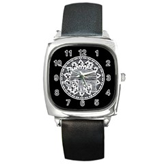 Ornate Mandala Elephant  Square Metal Watch by Valentinaart