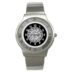 Ornate Mandala Elephant  Stainless Steel Watch by Valentinaart