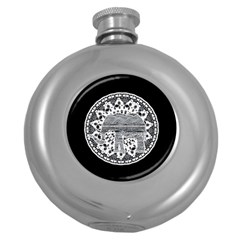 Ornate Mandala Elephant  Round Hip Flask (5 Oz) by Valentinaart