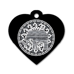 Ornate Mandala Elephant  Dog Tag Heart (one Side) by Valentinaart