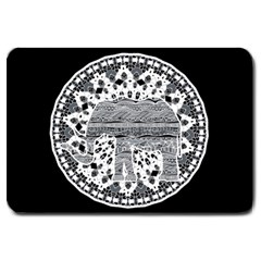 Ornate Mandala Elephant  Large Doormat  by Valentinaart