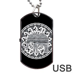 Ornate Mandala Elephant  Dog Tag Usb Flash (one Side) by Valentinaart