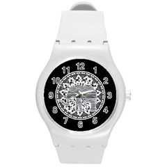 Ornate Mandala Elephant  Round Plastic Sport Watch (m) by Valentinaart