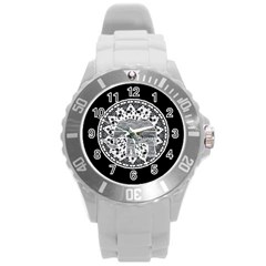 Ornate Mandala Elephant  Round Plastic Sport Watch (l) by Valentinaart