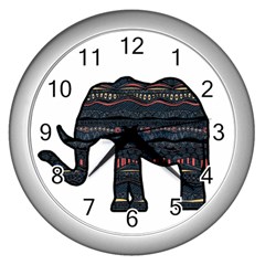 Ornate Mandala Elephant  Wall Clocks (silver)  by Valentinaart