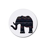 Ornate mandala elephant  Rubber Coaster (Round)  Front