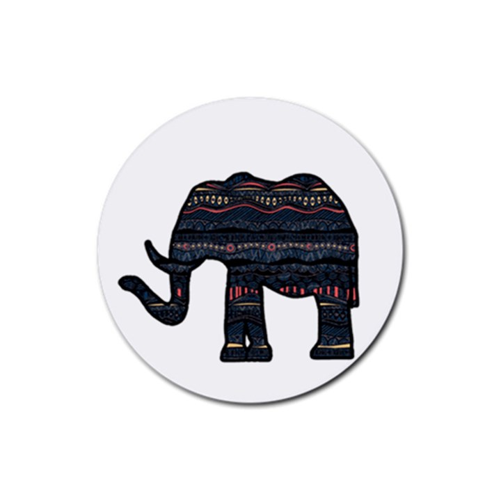 Ornate mandala elephant  Rubber Coaster (Round) 